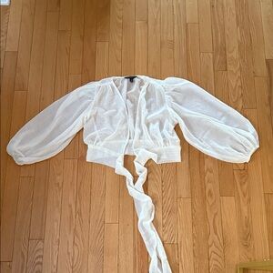Banana Republic White Sheer Blouse tie front